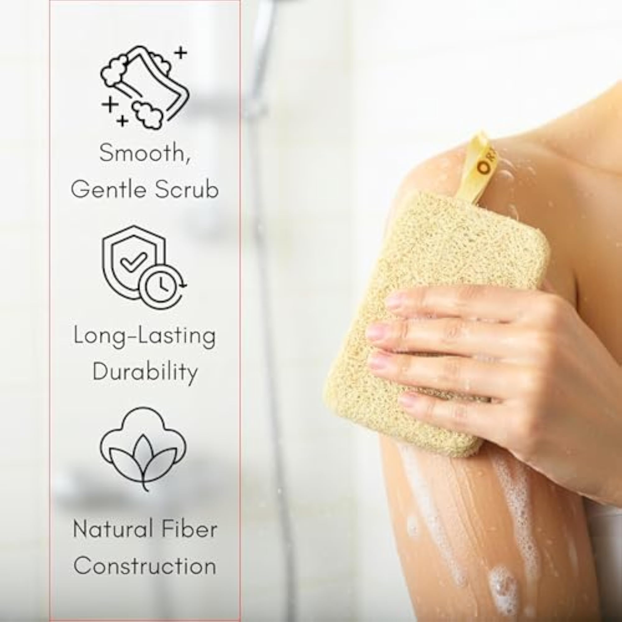 Natural Loofah Bath Sponge Set, 3 Pieces for Exfoliation